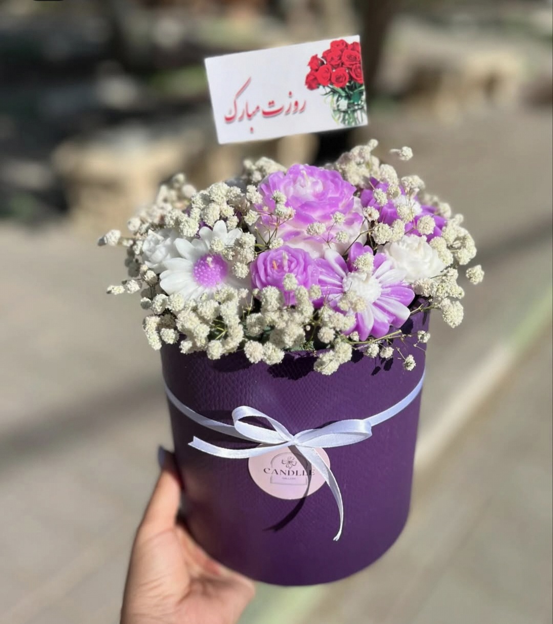 باکس گل شمع آلاله و بابونه روزمادر